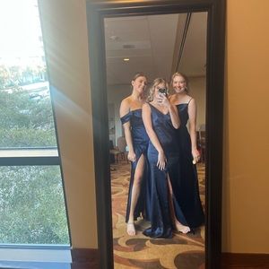 Off the shoulder navy long dress